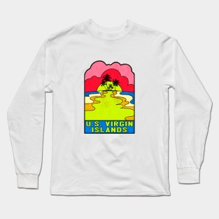 U.S. Virgin Islands Groovy Sunset 70's Hippie Hippy Vintage United States Long Sleeve T-Shirt